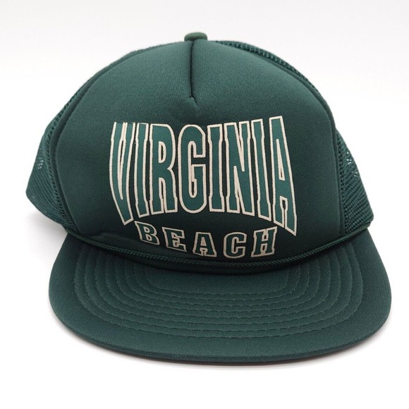 Vintage Virginia Beach Snapback Rope Mesh Trucker Hat Mohr's Green‎ Ball Cap - Picture 2 of 7